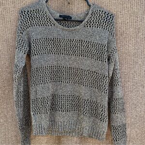 keneth cole Metallic Open Knit Crochet Sweater Top crochet Top sweater Sz M